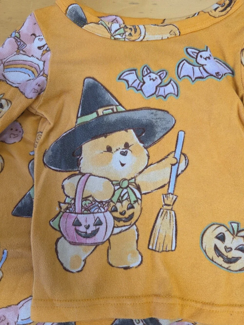 Care Bears Orange Halloween Witch Bear Pajama Set With Glow-in-the-Dark Fabric!